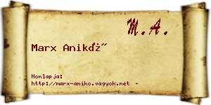 Marx Anikó névjegykártya