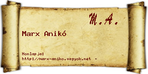 Marx Anikó névjegykártya